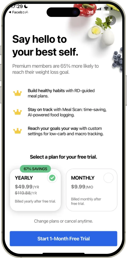 Fitness app paywall showing premium subscription pricing